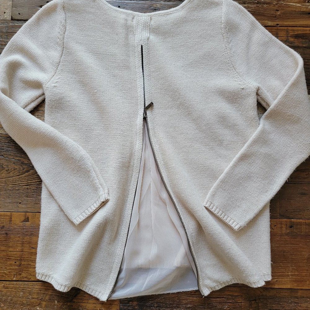 Market & Spruce Sweater - Small - Cream - Peekaboo Zipper Back